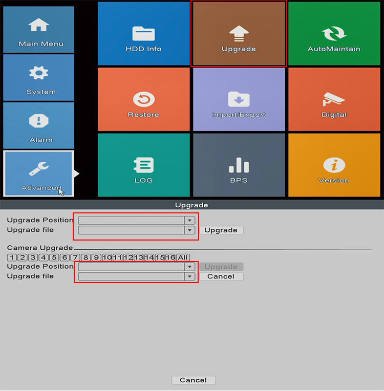 NVR Menu NVR/IPC Firmware Upgrade